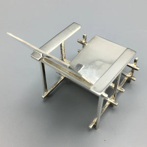 Sterling Silver Gerrit Thomas Rietveld 'Red and Blue' Miniature De Stijl Chair for Acme Studios