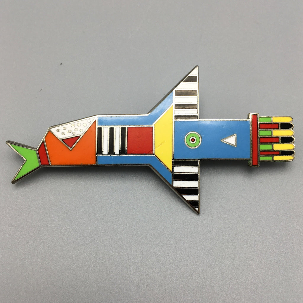 Nathalie du Pasquier Cloisonne Enamel Brooch 'Istar' for ACME