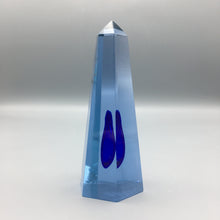 Faceted Glass Obelisk by Cenedese Murano in Blue with Cobalt Inclusion