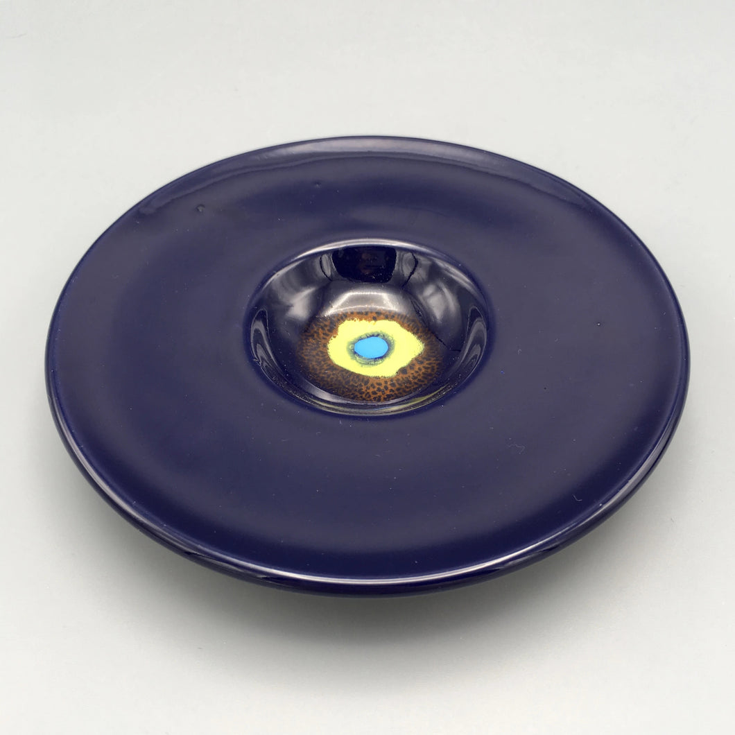 Bjorn Wiinblad Terra-Cotta Vide Poche Bowl with Cobalt Blue Glaze