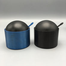 David Tisdale c. 1980s Multi-Colored Postmodern Anodized Aluminum Sugar Bowl & Spoon