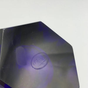 Leo Moser c. 1920 Deep Cobalt Blue Geometric Crystal Glass Bud Vase