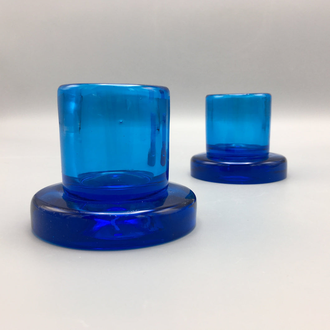 Salviati & Co. c. 1960 Cobalt Blue Murano Glass Candle Holder Set