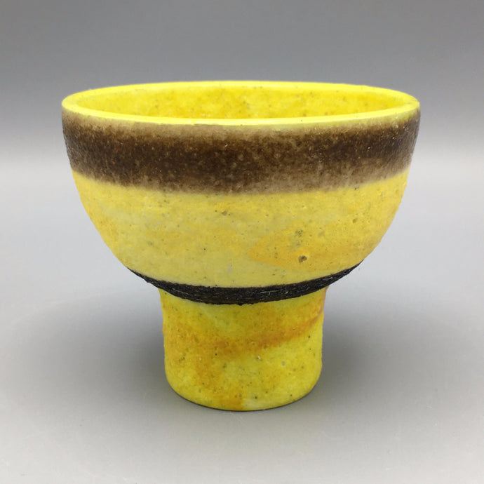 Guido Gambone Chartreuse Yellow Footed Ceramic Chalice Vessel