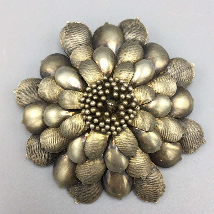 Janna Thomas Large Sterling Silver Realism Flower Brooch