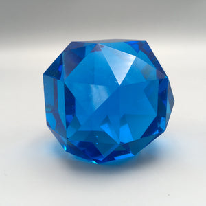 Azure Blue Art Deco Crystal Glass Paperweight