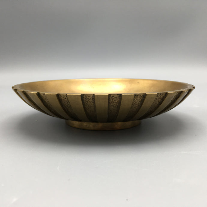 Tinos Denmark Art Deco Ribbed & Footed Bronze Coupe Bowl