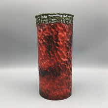 Marcello Fantoni for Raymor c. 1950 Hammered Copper Metal Vase with Red Enamel Overlay