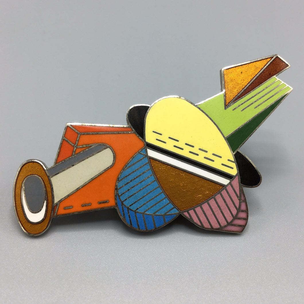 Alberto Olabuenaga for ACME Los Angeles Modernist Cloisonné Enamel Brooch