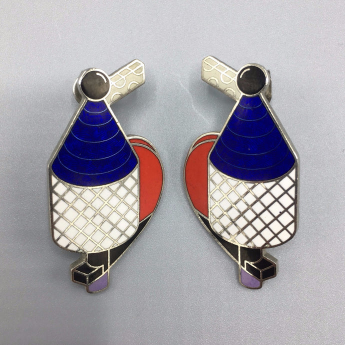 Richard Meier Modernist Cloisonné Enamel Earrings for ACME Los Angeles