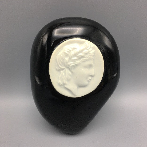 Large Piero Fornasetti for Bucciarelli Black Freeform Medallion Paperweight