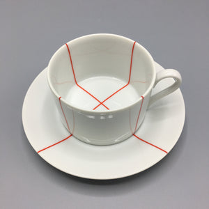 Richard Meier Swid Powell Minimalist Signature Red Cups & Saucers (8pc)