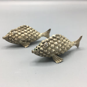 Hector Aguilar Handwrought Sterling Silver Fish Salt & Pepper Shakers