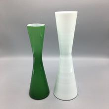 Vintage Mid Century Balboa Minimalist Green & White Cased Murano Glass Vase