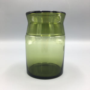 Sasaki Japan 1960's Lidded Green Glass Container & Cup Lid