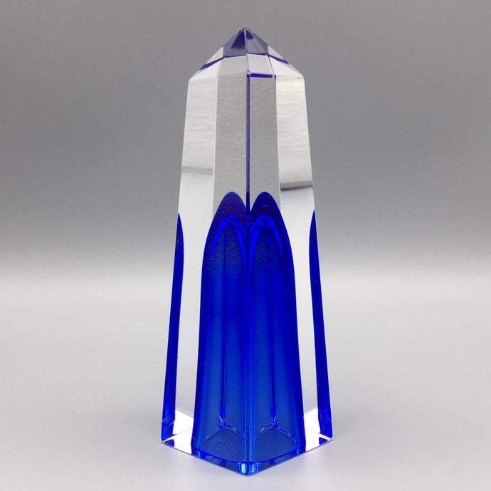 Mandruzzato 1970s Italian Deep Blue Faceted Sommerso Murano Glass Obelisk