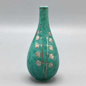 Miniature Wilhelm Kage Gustavsberg Argenta Silver Over Ceramic Vase
