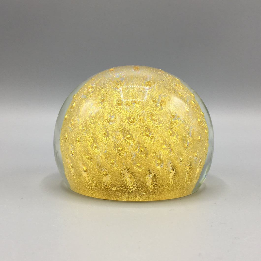 Vintage Murano Glass Paperweight with Gold Inclusions