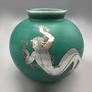 Gustavsberg Argenta Vase with Mermaid Relief