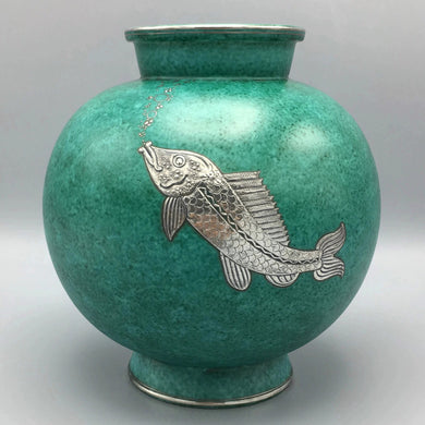 Large Gustavsberg Argenta Fish Vase by Wilhelm Kage