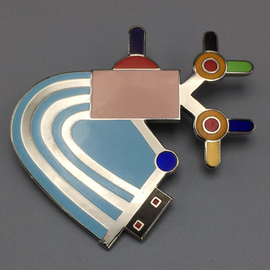 Rare Vintage Memphis Milano Enamel Pin Abstract Modernist Enamel Brooch