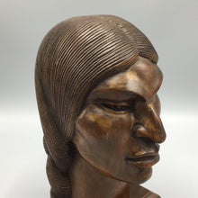 Hand Carved Wooden Native American Bust
