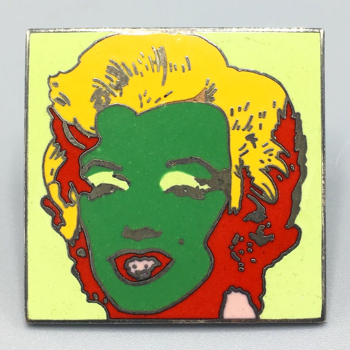Andy Warhol Vintage Cloisonné Enamel Marilyn Monroe Green Pin