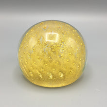 Gino Cenedese Murano Glass Controlled Bubble Paperweight with Gold Inclusions