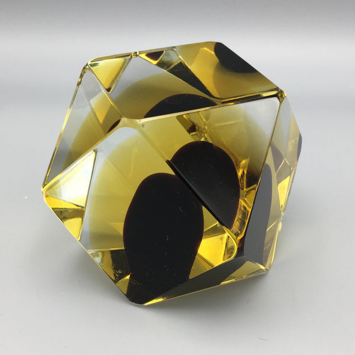 Mandruzzato Faceted Dark Oxblood Sommerso Murano Glass Paperweight